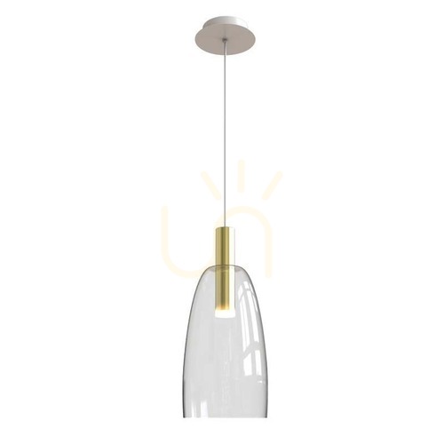 Prüfen LED-Pendelleuchte Zambelis 1966, 7 W, 3000 K, Gold matt und Klarglas, Ø14 cm