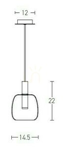 Pendelleuchte Zambelis LED Glas rauchgrau schwarz matt 5W 3000K small 1