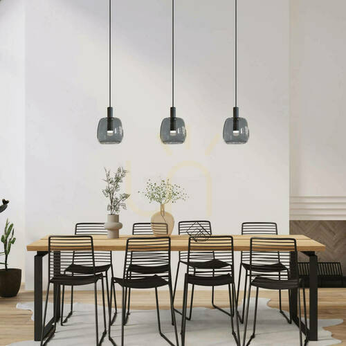 Prüfen Pendelleuchte Zambelis LED Glas rauchgrau schwarz matt 5W 3000K