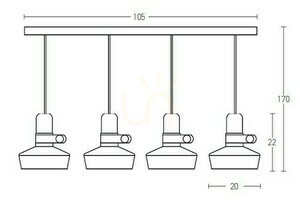 Pendelleuchte Zambelis Weiß matt 4xE27 Metall Leder Holz 105 cm small 1