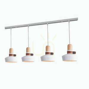 Pendelleuchte Zambelis Weiß matt 4xE27 Metall Leder Holz 105 cm small 0