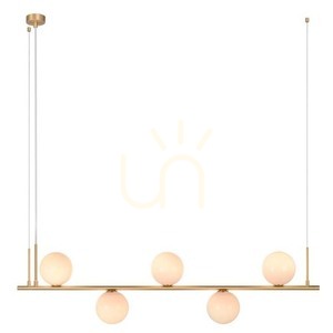 Lineare Pendelleuchte Zambelis 1998 Gold matt 5×E14 Opalglas small 2