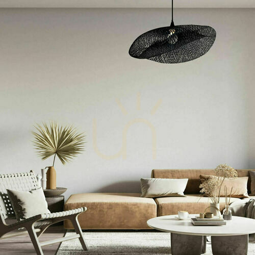 Prüfen Pendelleuchte Zambelis Bamboo Schwarz Metall E27 1-flammig 80 cm