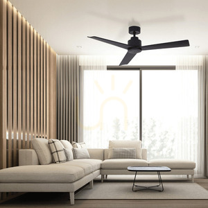 Deckenventilator Zambelis schwarz matt Metall Holz 132 cm IP20 small 0