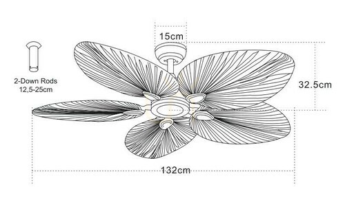 Prüfen Pendelleuchte Zambelis FAN Coffee Palmblatt Braun 132 cm