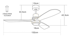 Pendelleuchte FAN Schwarz Naturholz LED 15W Zambelis small 2