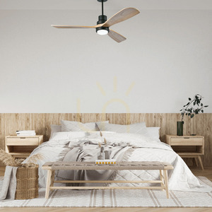 Pendelleuchte FAN Schwarz Naturholz LED 15W Zambelis small 0
