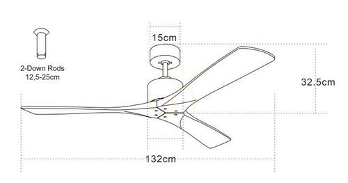 Prüfen Pendelleuchte Zambelis FAN Coffee Cherry Blades Braun Holz 132 cm