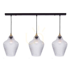 Pendelleuchte Zambelis 3-flammig E27 Klarglas Messing antik small 0
