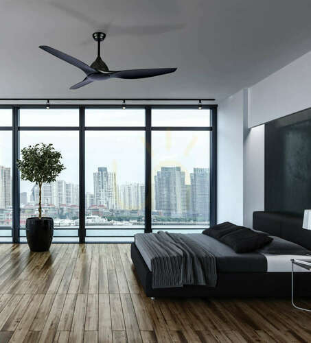 Prüfen Deckenventilator Zambelis schwarz matt 163 cm mit Fernbedienung 70W