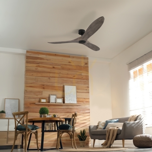 Prüfen Plafondventilator Zambelis Schwarz Matt 152 cm Holzblätter Fernbedienung 55W