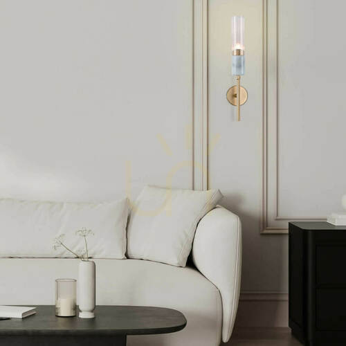 Prüfen Wandleuchte Zambelis Gold Marmor Glas G9 1x9W 39 cm