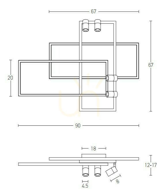 Vorschau Deckenleuchte Zambelis LED dimmbar 32W+4x5W 3000K Schwarz Aluminium 90 cm Deckenleuchte Zambelis LED dimmbar 32W+4x5W 3000K Schwarz Aluminium 90 cm