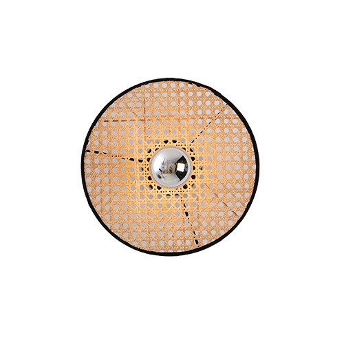 Prüfen Wandleuchte Zambelis 22175 mit Naturgeflecht, schwarz, E27, 25 cm