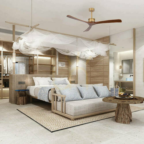 Prüfen Pendelleuchte Zambelis Fan Gold Walnuss Holz Metall 152 cm