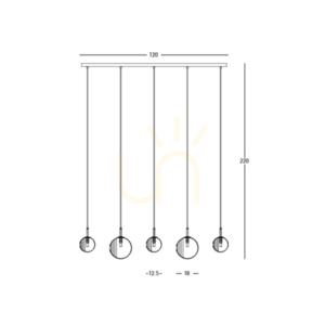 Linienleuchte 5χg9 MAX 5W Metall-Glas, Klar-Frost Weiß-geräuchert ZAMBELIS small 4