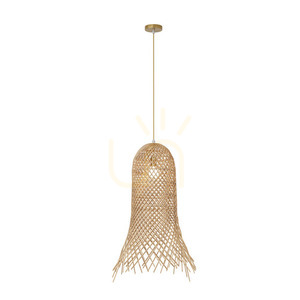 Pendelleuchte E27 Rattan Gold Zambelis Ø25 cm small 1