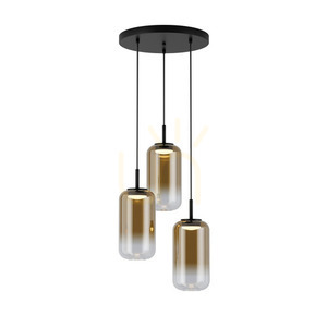 Pendelleuchte Zambelis LED 3x12W 3000K Schwarz-Gold Glas 38 cm small 1