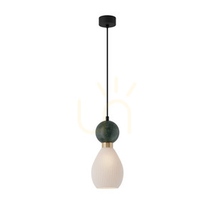 Pendelleuchte Zambelis E14 Schwarz-Messing-Grüner Marmor Ø14 cm small 1
