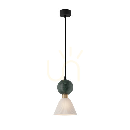 Prüfen Pendelleuchte Zambelis E14 Grüner Marmor Messing Schwarz 16 cm