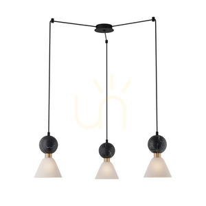 Pendelleuchte Zambelis 23249 3×E14, schwarzer Marmor und Messing, 80 cm small 1