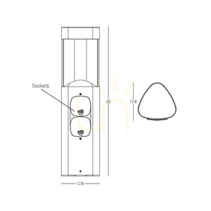 LED-Pollerleuchte Zambelis E354 graphit 50 cm, 7 W 3000 K, 2 Steckdosen small 5
