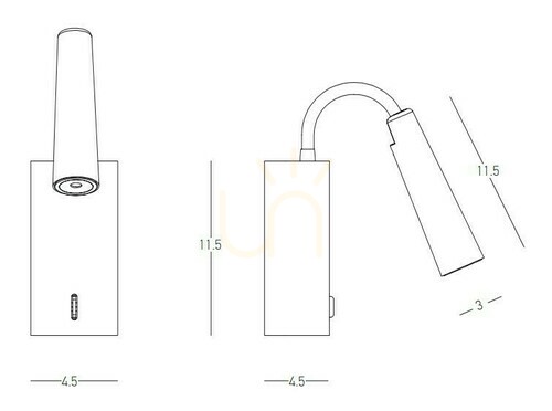 Prüfen Wandleuchte LED 3W Schwarz Sandy Zambelis 3000K Metall Aluminium