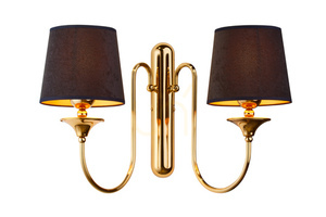 Wandleuchte Jupiter BATUMI Gold 2x E27 klassisch Stahl Stoff small 0