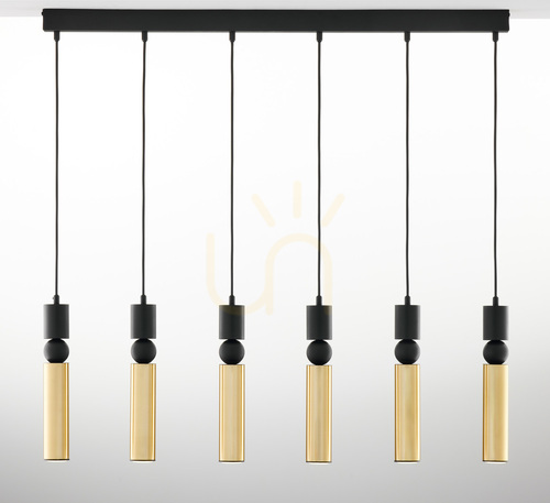 Prüfen Pendelleuchte ALAS 2008 gold-schwarz 6xGU10 90 cm Jupiter
