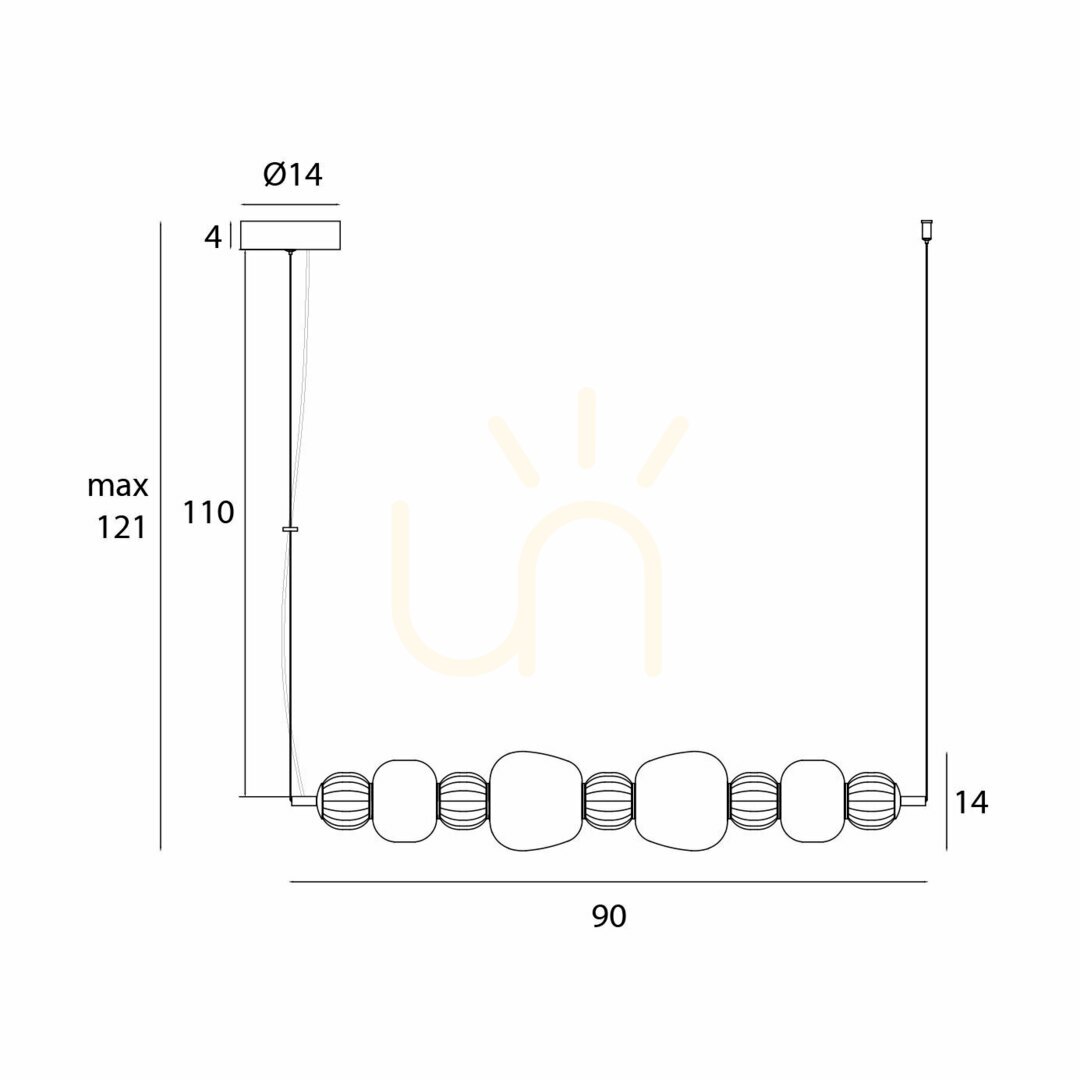Pendant Light Max Light Modern P0631 LED 32W Black 121 cm