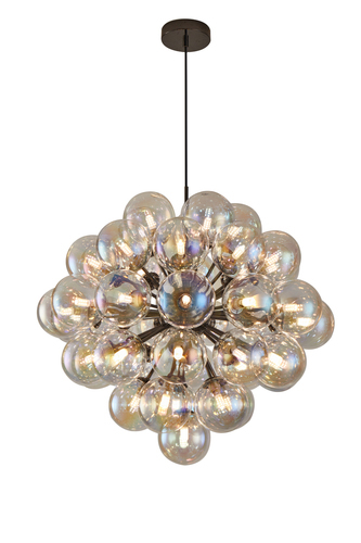 Prüfen Aviano PORTOFINO 5079-4405 Kronleuchter, 44 x G9, 44 Rauchglaskugeln, 3000 K, dimmbar, Schwarzchrom, ø65,5 cm