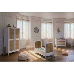 Théo Bébé HERMIONE Neige Kinderkommode weiß mit Rattan, 95 cm small 4