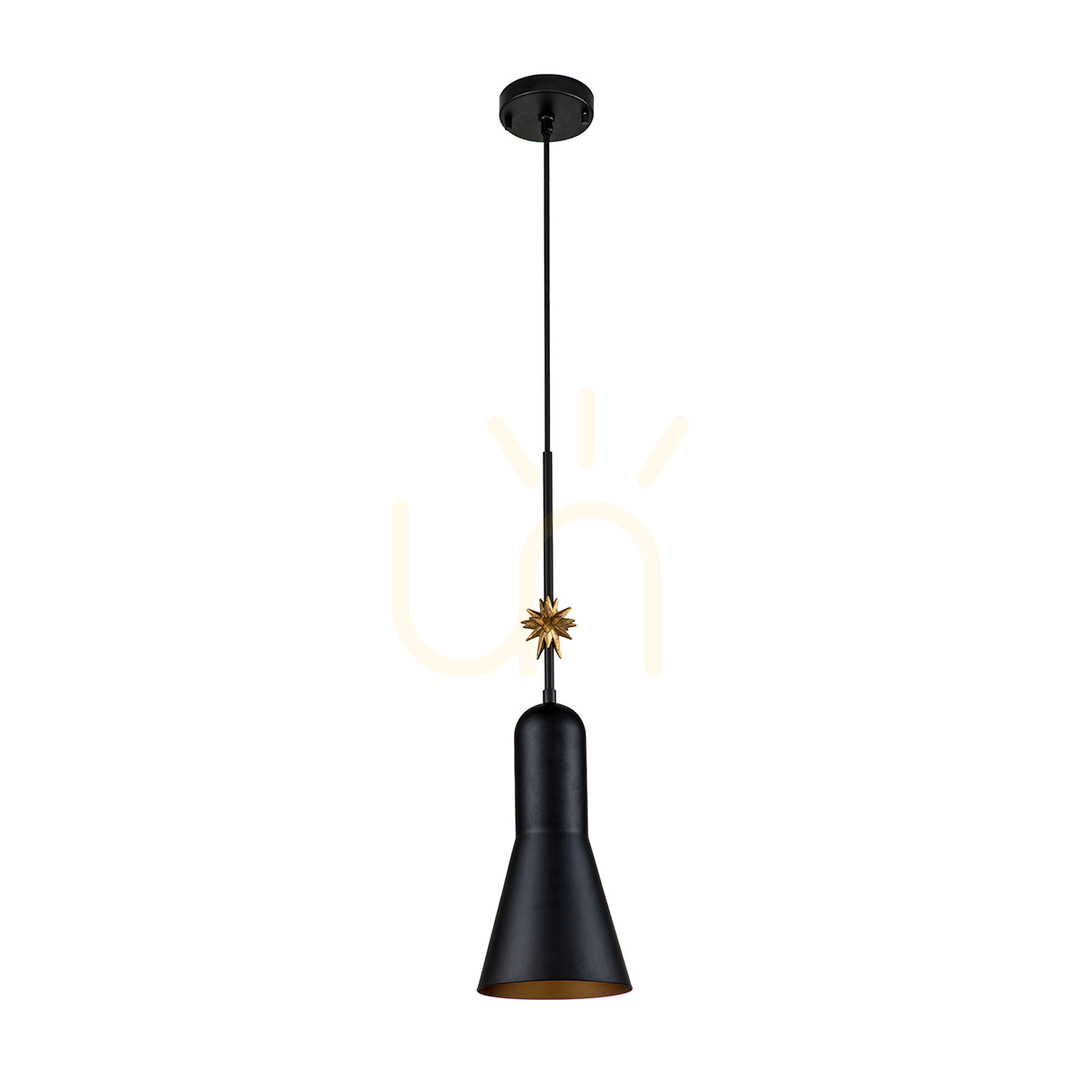 Aussicht Etoile Medium Pendelleuchte - 1 Leuchtmittel - Mattschwarz / Goldfarbene Blütenblätter Elstead Etoile Medium Pendelleuchte - 1 Leuchtmittel - Mattschwarz / Goldfarbene Blütenblätter Elstead