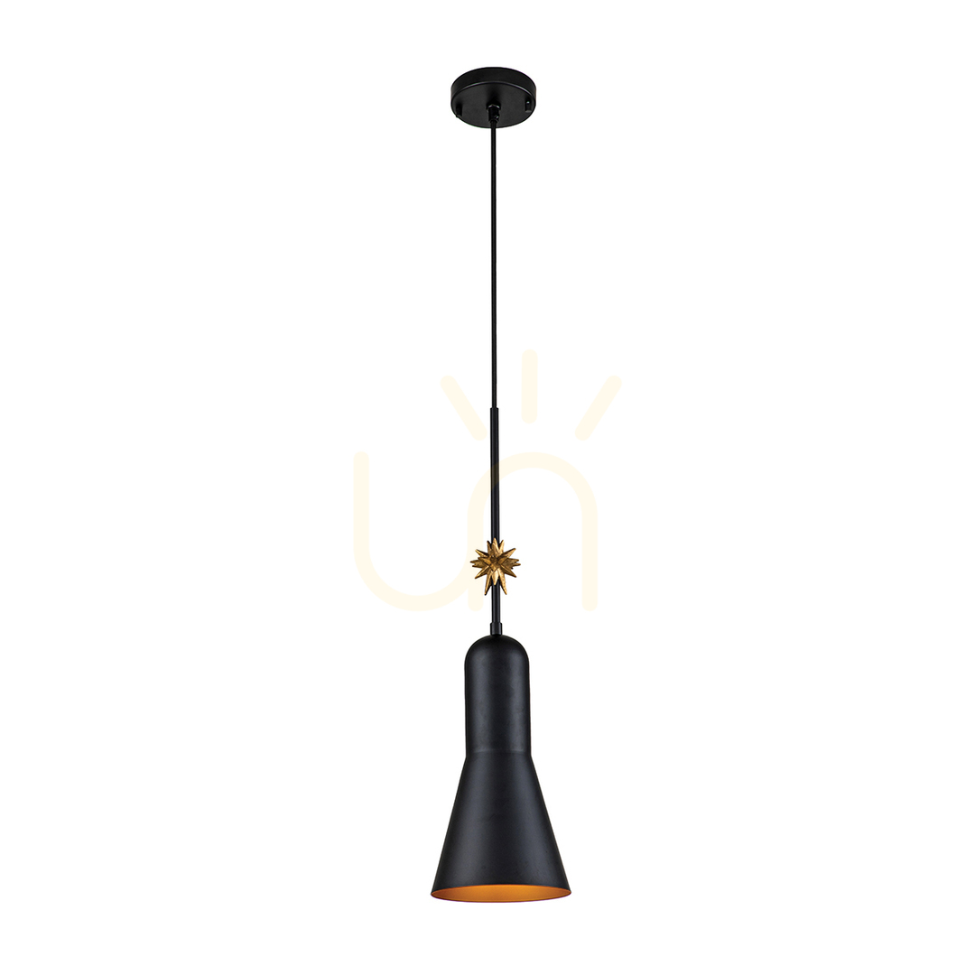 Prüfen Etoile Medium Pendelleuchte - 1 Leuchtmittel - Mattschwarz / Goldfarbene Blütenblätter Elstead Etoile Medium Pendelleuchte - 1 Leuchtmittel - Mattschwarz / Goldfarbene Blütenblätter Elstead