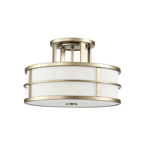 Prüfen Deckenleuchte Fusion Semi-Flush 3xE27 – lackiertes Messing natur, Opalglas – Feiss / Elstead