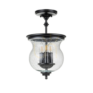 Semi-Flush-Deckenleuchte Pickering Lane - 3-flammig - Schwarz Elstead small 0