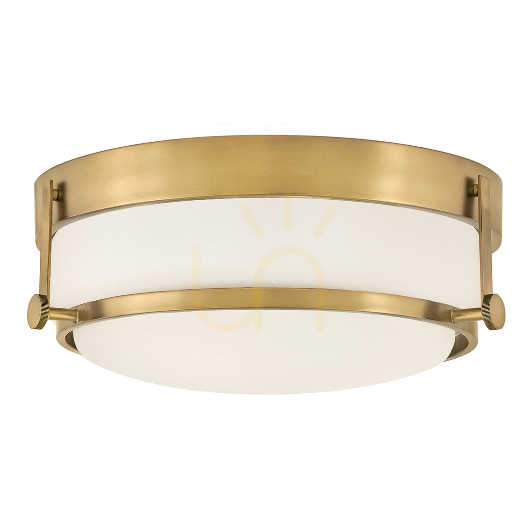 Hinkley Harper flush ceiling light 3×E27 Heritage Brass, opal glass 40 cm HK-HARPER-F-HB