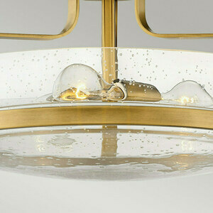 Harper Semi-Flush-Deckenleuchte mittel - 3 Lichtquellen - Messing Heritage Brass, Blasenglas Elstead small 3