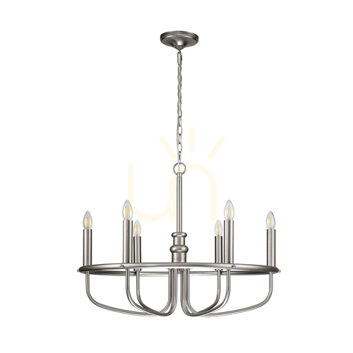 Prüfen Capitol Hill Kronleuchter - 6 Lichtquellen - Gebürstetes Nickel Elstead