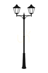 Norlys London Big 4130BL LED-Gartenlaterne, zweiarmig, schwarz RAL 9005, 26,8 W, 3000 K, Mast 191–279 cm small 1