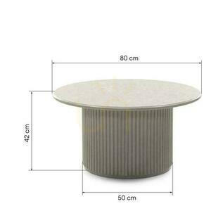 Couchtisch 80 cm ASTI Rund, Grau, mit Lamellen und Marmorplatte small 2