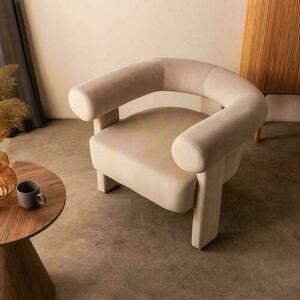 Loungesessel ATYPIQUE, hellbeige, Samt small 6