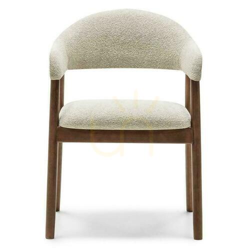 Prüfen 2er-Set LARIS Polsterstühle Beige Boucle mit Beinen aus italienischem Nussbaum