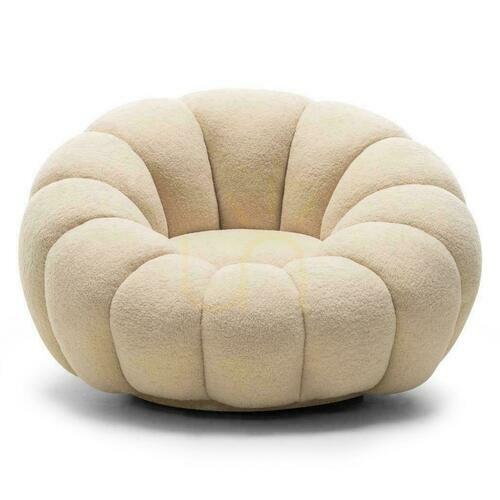 Prüfen LOEL Beige Boucle Puff mit drehbarem Fuß