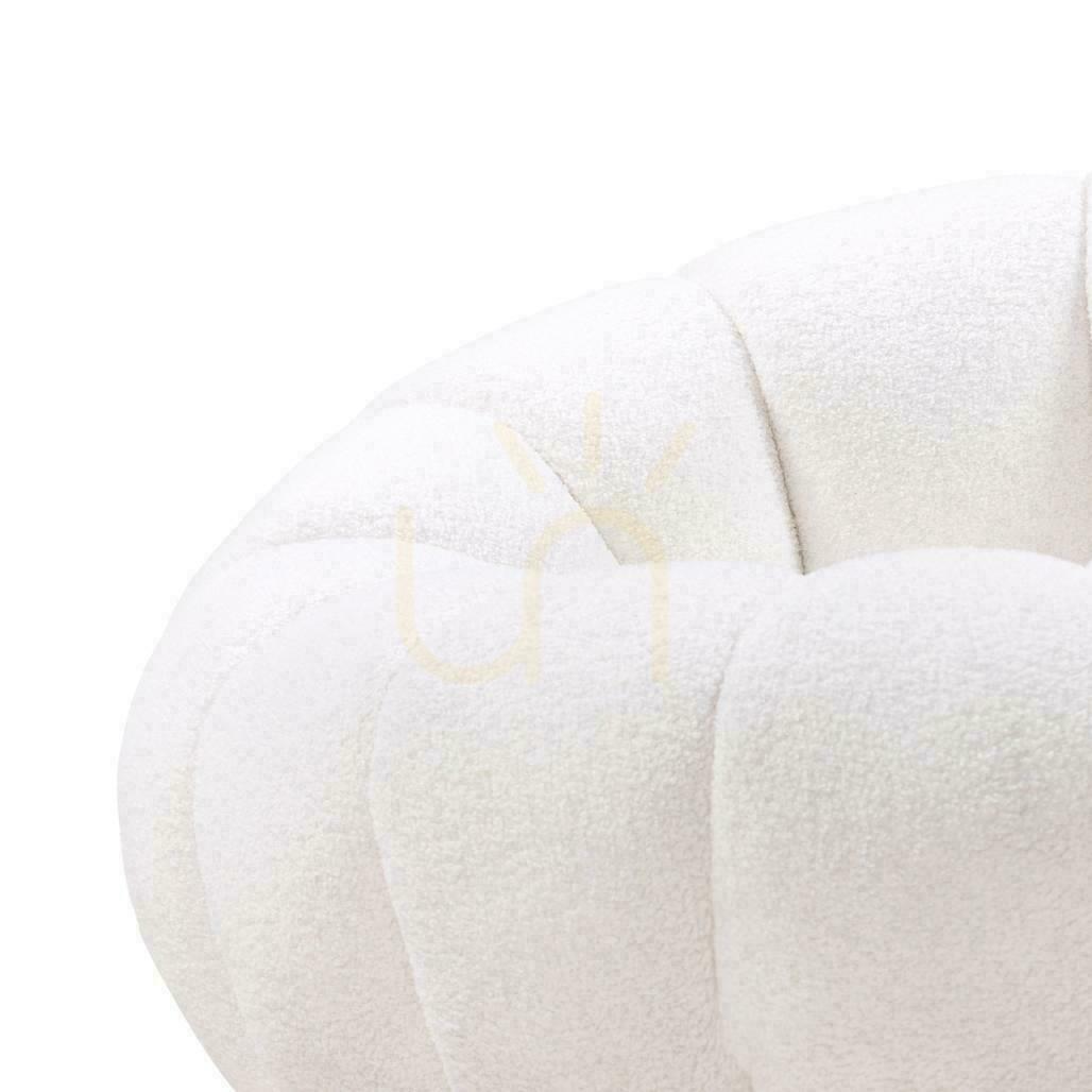 Zeige LOEL Weißer Bouclé-Schwamm mit Drehfuß LOEL Weißer Bouclé-Schwamm mit Drehfuß