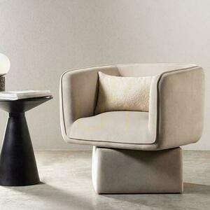 MAREL Drehsessel Hellbeige mit Samt small 1