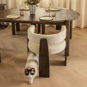 MOCHA Beige Stuhl mit Eiche Mokka Beinen small 1