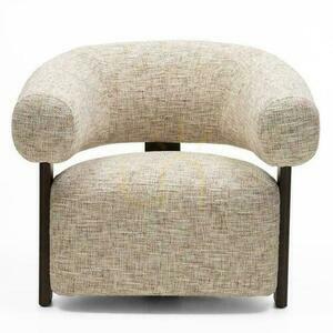 Sessel MONIQUE Weiß und Grau mit Nussbaumfüßen small 2