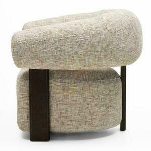 Sessel MONIQUE Weiß und Grau mit Nussbaumfüßen small 3