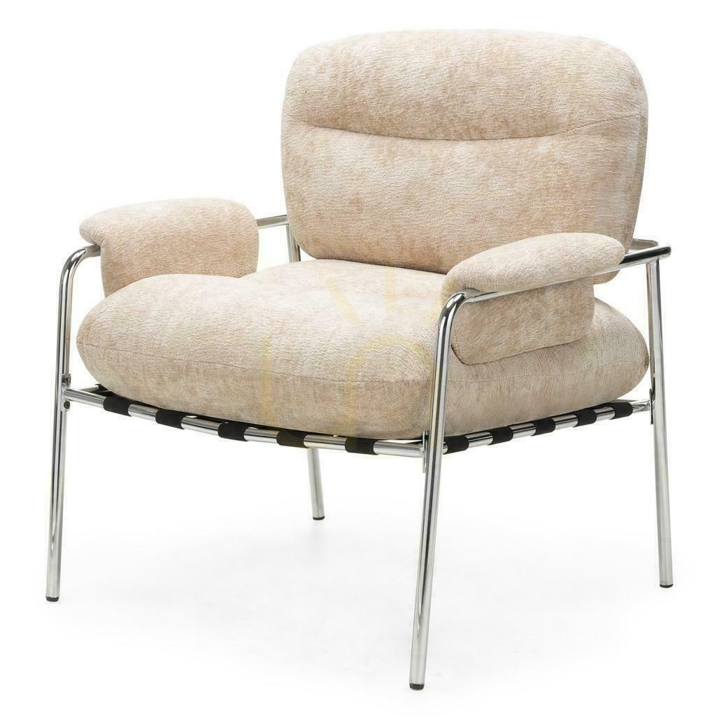 Prüfen MOYA Sessel Beige mit Chromfüßen MOYA Sessel Beige mit Chromfüßen